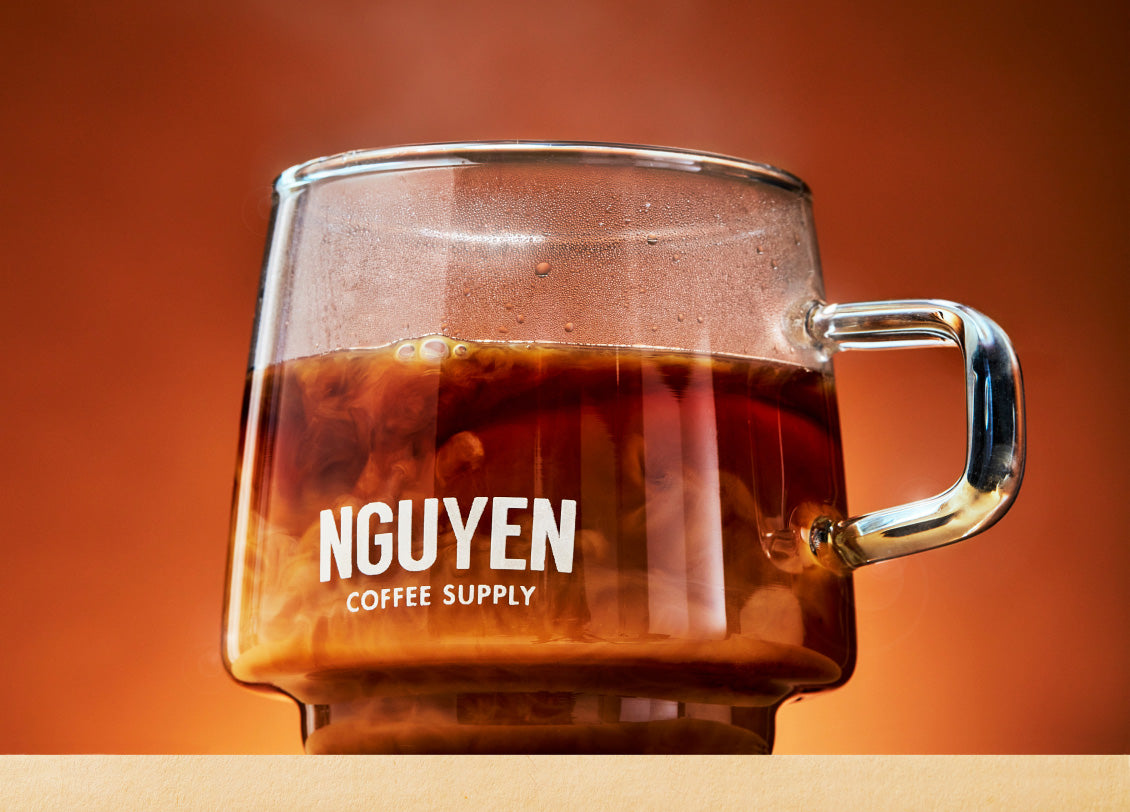stackable glass mug with vietnamese coffee stackable glass mug with vietnamese coffee
