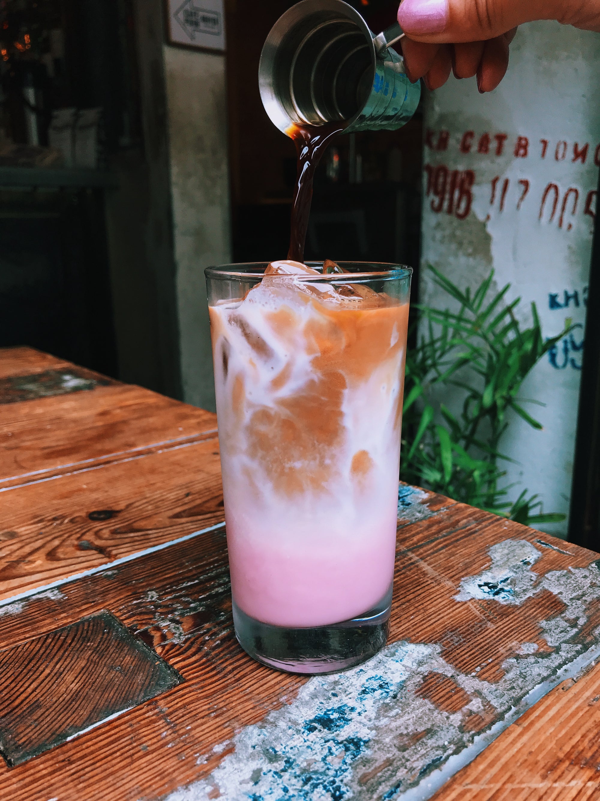 Strawberry Milk Latte with Vietnamese Coffee