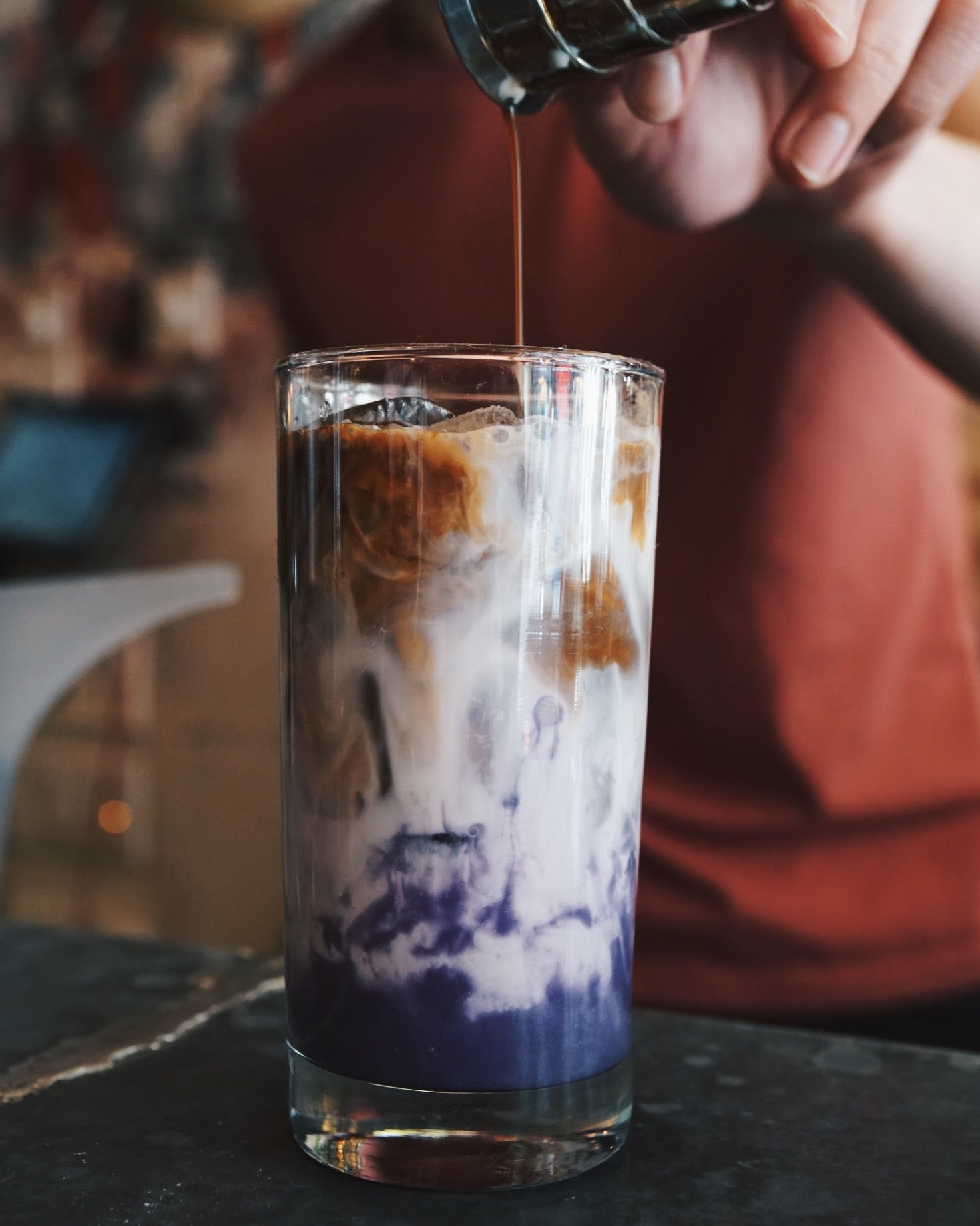 Ube Iced Latte with Vietnamese Coffee