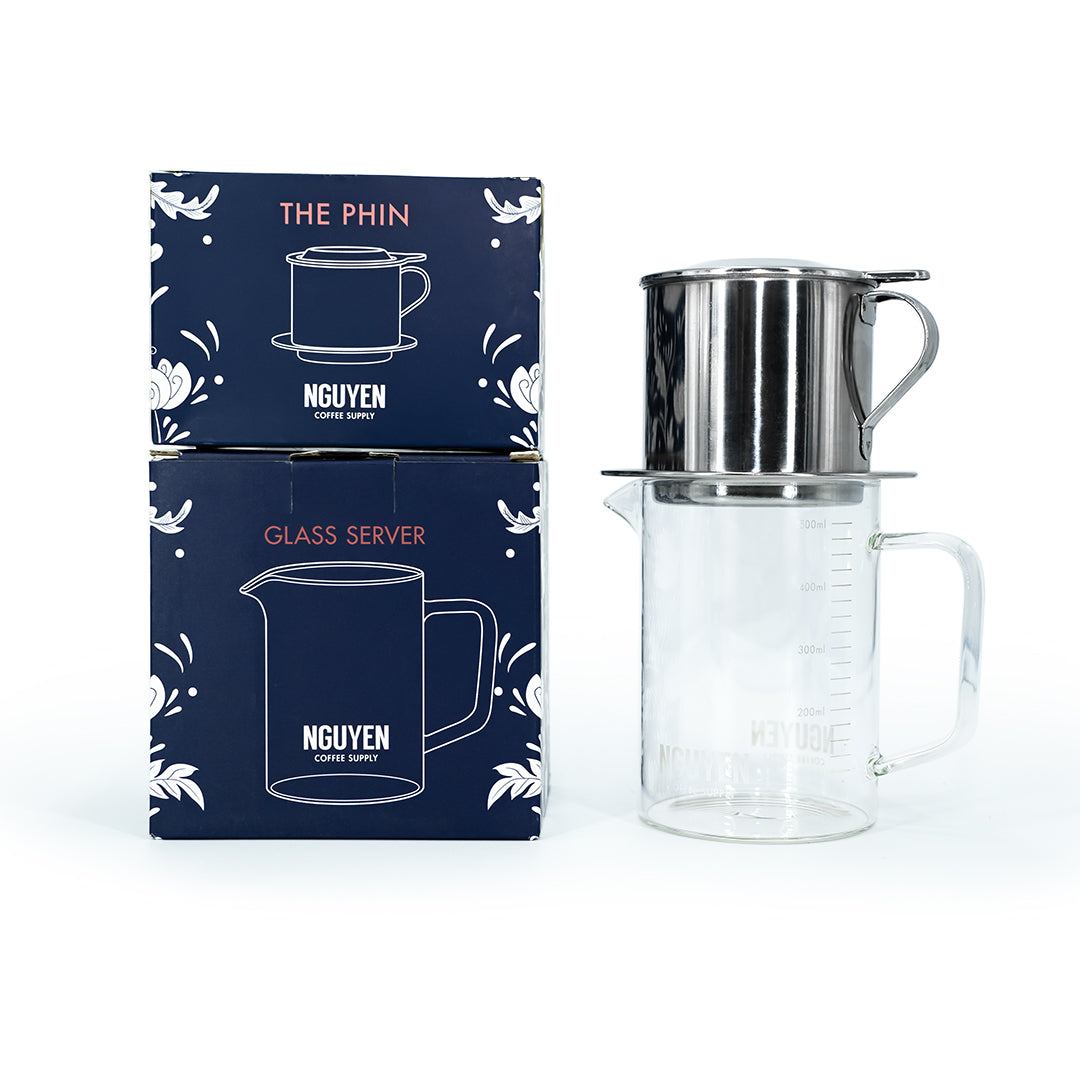 pour over coffee kit vietnamese dripper stainless steel phin filter glass coffee server
